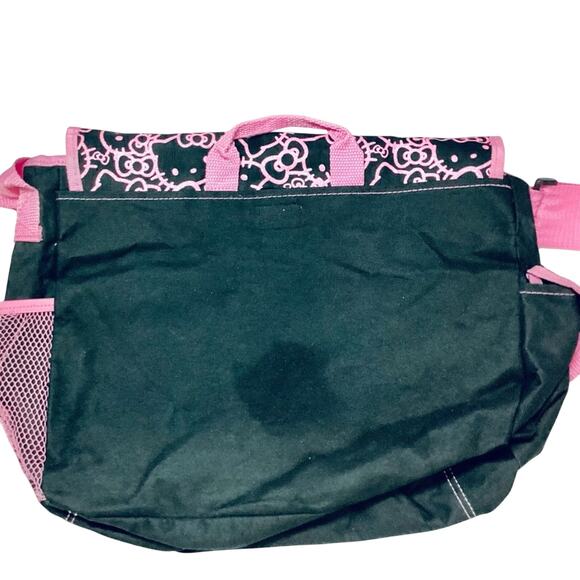 Sanrio's Hello Kitty Face and Bow Pattern Black/Pink Messenger Bag - Picture 3 of 8